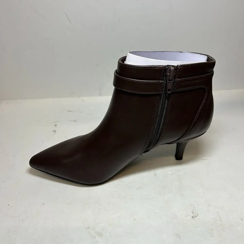 Charter Club Womens 8 M Brown Faux Leather Ulyssa Zip Up Booties NIB RZ3